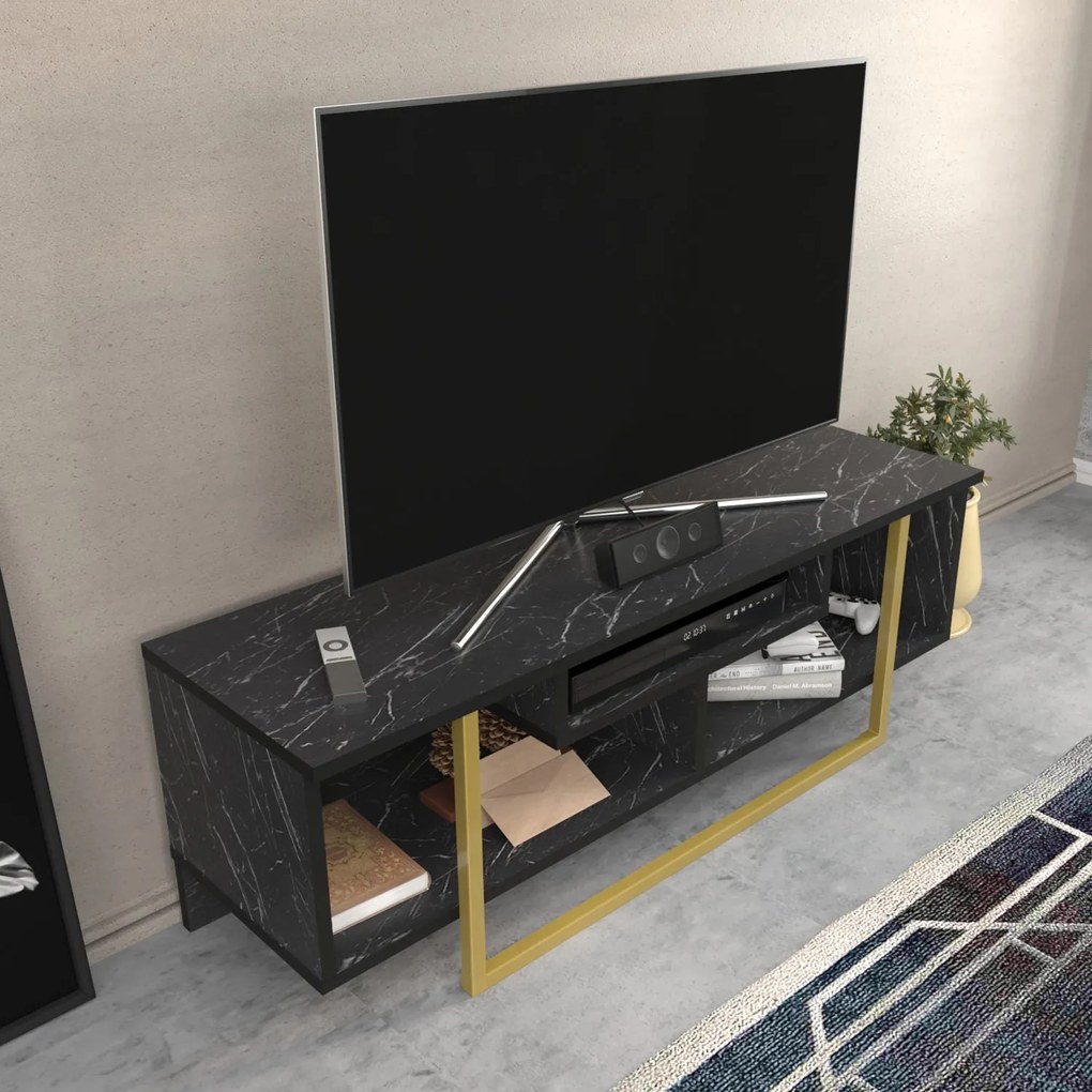 TV szekrény Asal 120 - Black, Gold