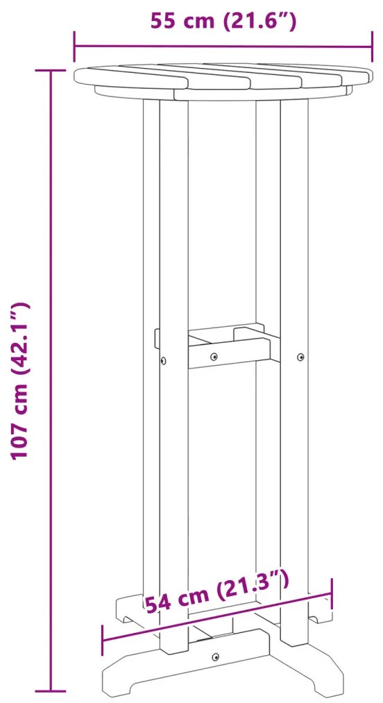 Bárasztal Fehér 55x55x107 cm HDPE