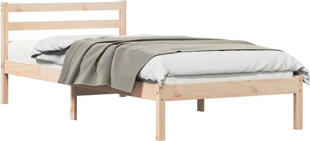 vidaXL Ágykeret fejtámlával Barna 225,5 x 85,5 x 69,5 cm Tömör fenyőfa