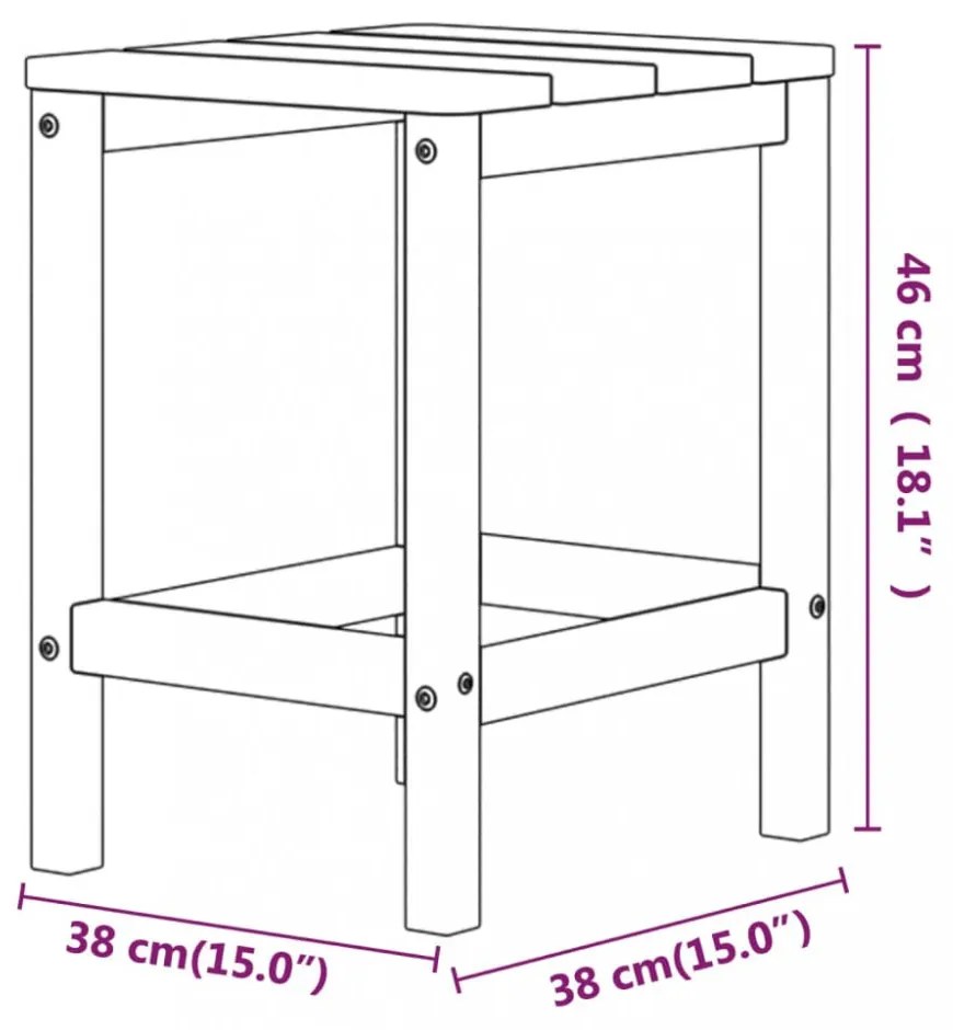 fehér HDPE kerti adirondack asztal 38 x 38 x 46 cm
