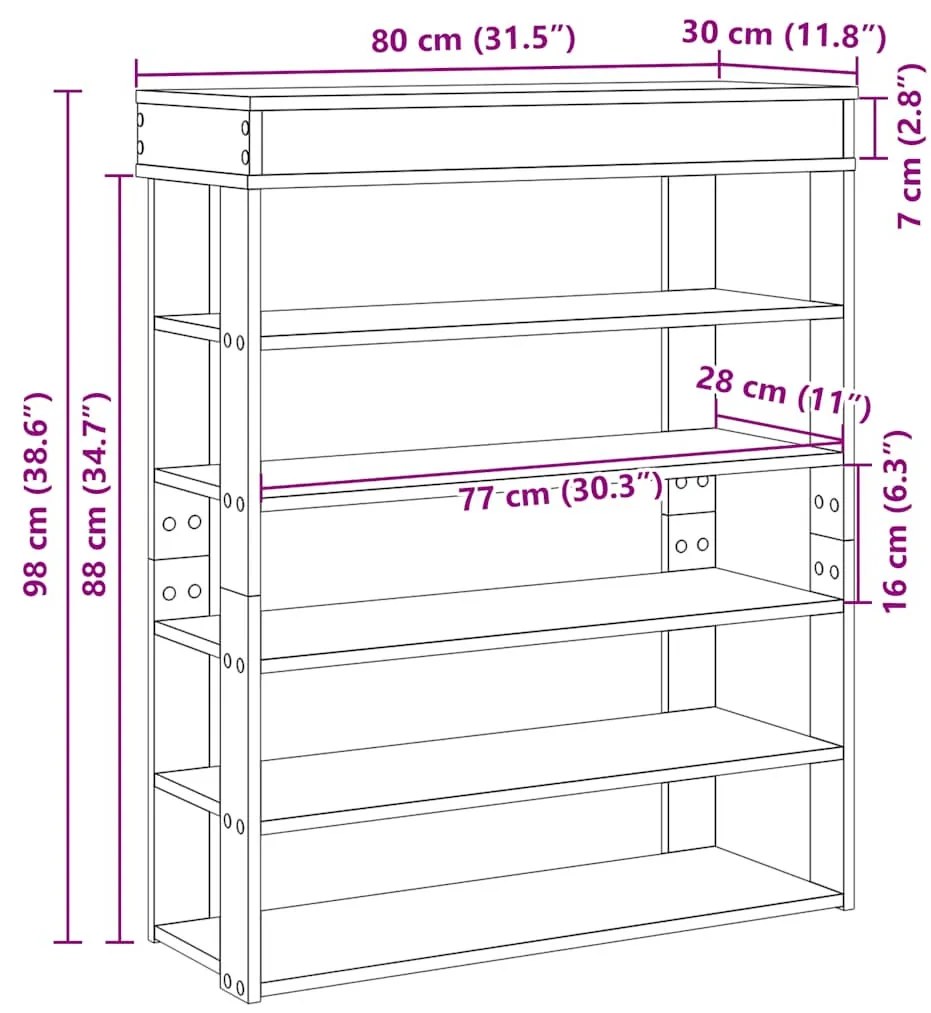 antik fa szerelt fa cipőtartó 80x30x98 cm