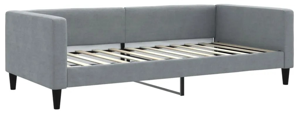 világosszürke szövet kanapéágy matraccal 100 x 200 cm