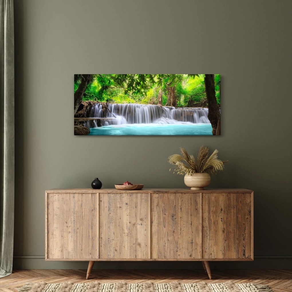 Kép - Vízesés, türkizkék (120x50 cm)