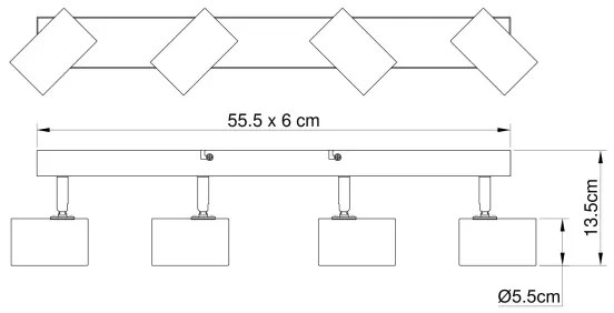 Globo 57911-4BW - Spotlámpa ROBBY 4xGU10/35W/230V fekete/barna