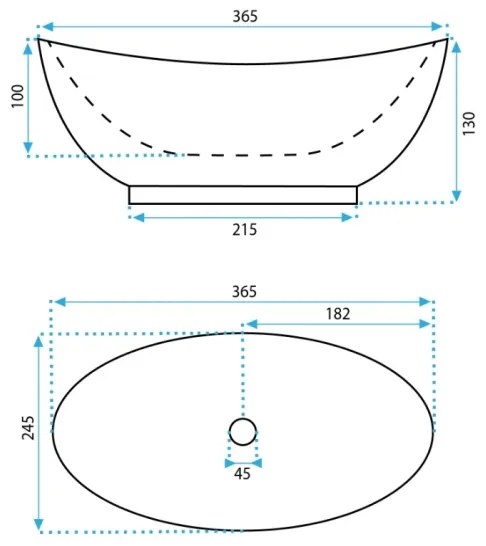 REA-U6803 - Ráépíthető mosdó KATE 24,5x36,5 cm kerámia/fényes fehér