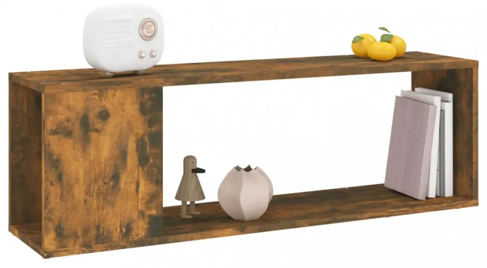 füstös tölgy színű szerelt fa fali TV-szekrény 100 x 24 x 32 cm