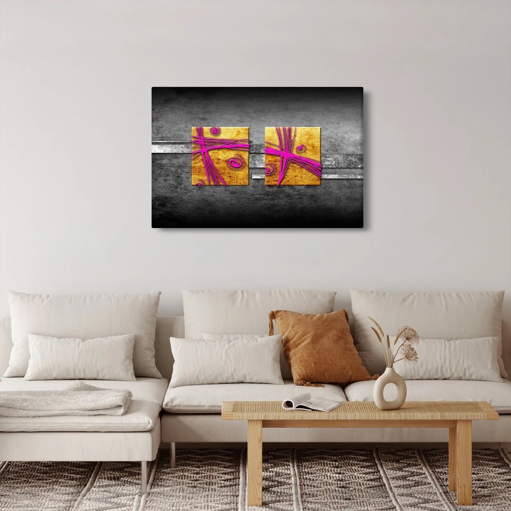 Fekete alapon színes négyzetek képe (90x60 cm)
