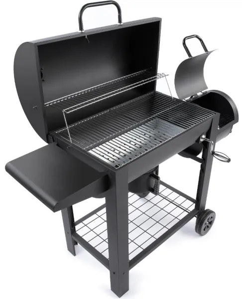 Fieldmann - Faszén grill füstölővel fekete