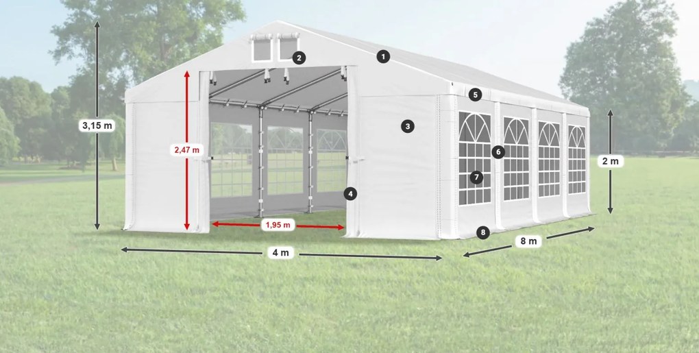 Party sátor 4x8x2m Comfort PVC 560g Summer
