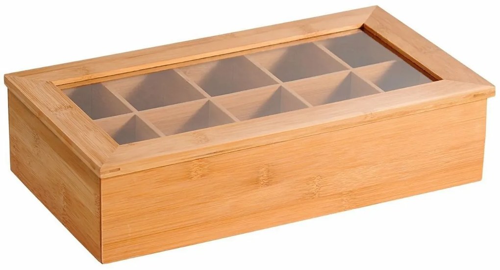 Kesper 58901 Teaszervező bambusz, 10 rekeszes, 36 x 20 x 9 cm