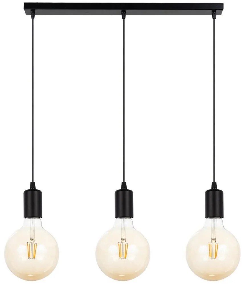 Csillár zsinóron MIROS 3xE27/60W/230V fekete
