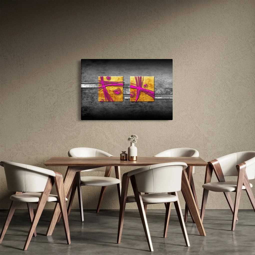 Fekete alapon színes négyzetek képe (90x60 cm)
