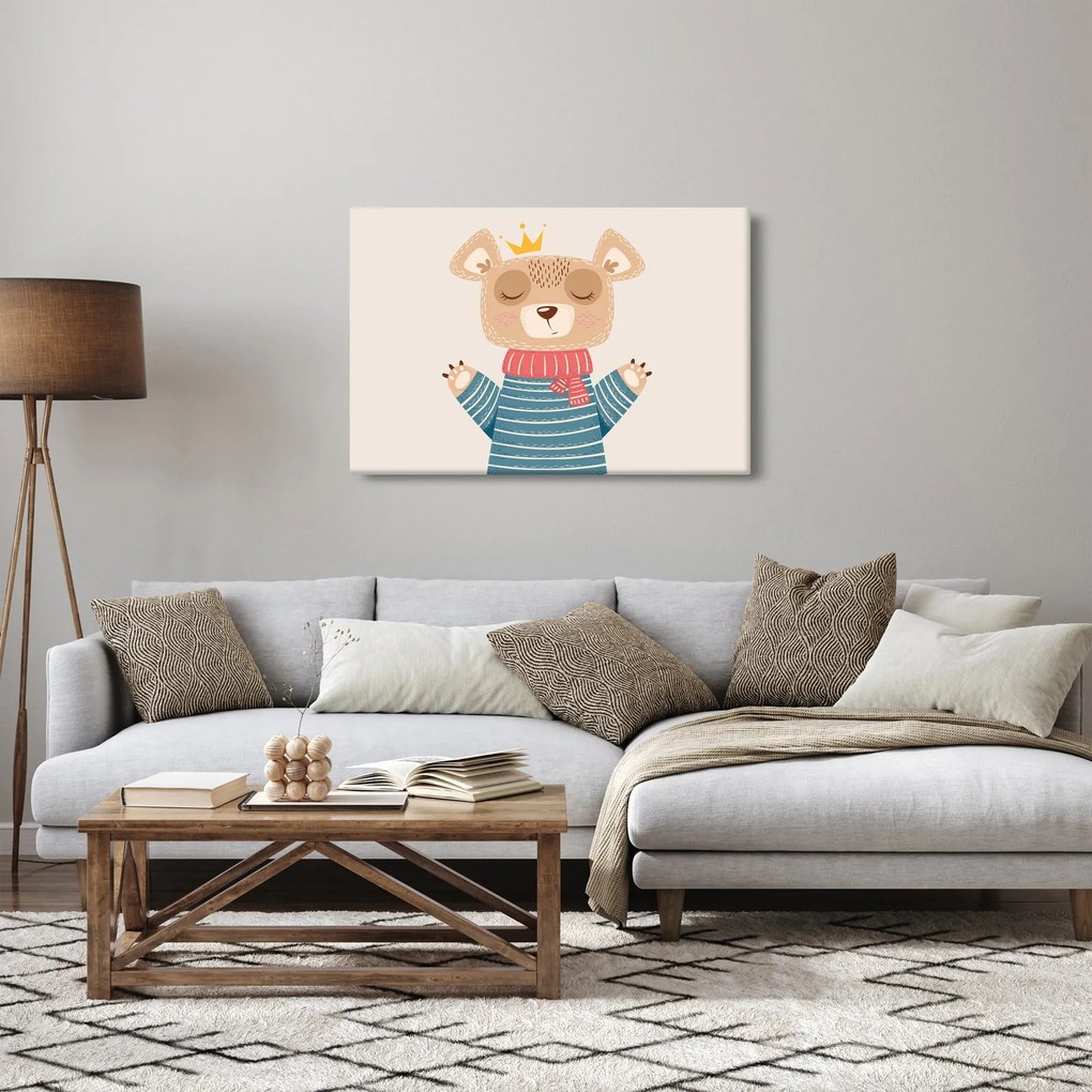 Kép - Bézs mackó koronával (90x60 cm)