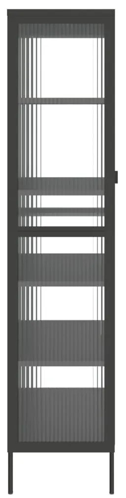 fekete üveg és acél magasszekrény 85 x 40 x 180 cm