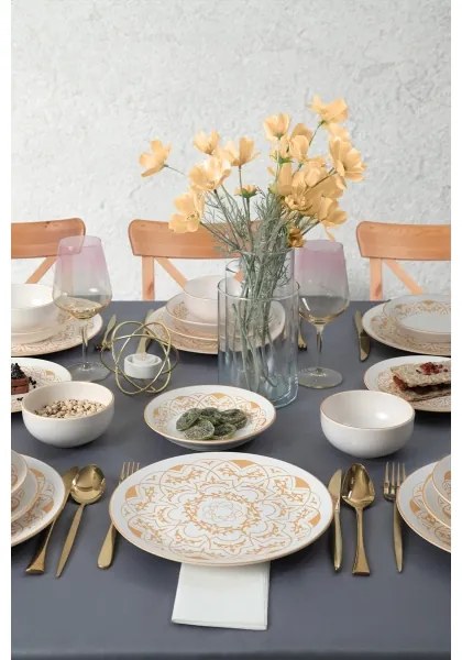 24 darabos étkészlet fehér/arany/kerámia