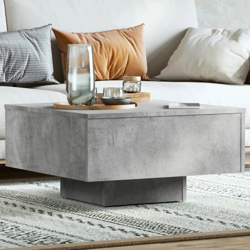 betonszürke szerelt fa dohányzóasztal 60 x 60 x 31,5 cm