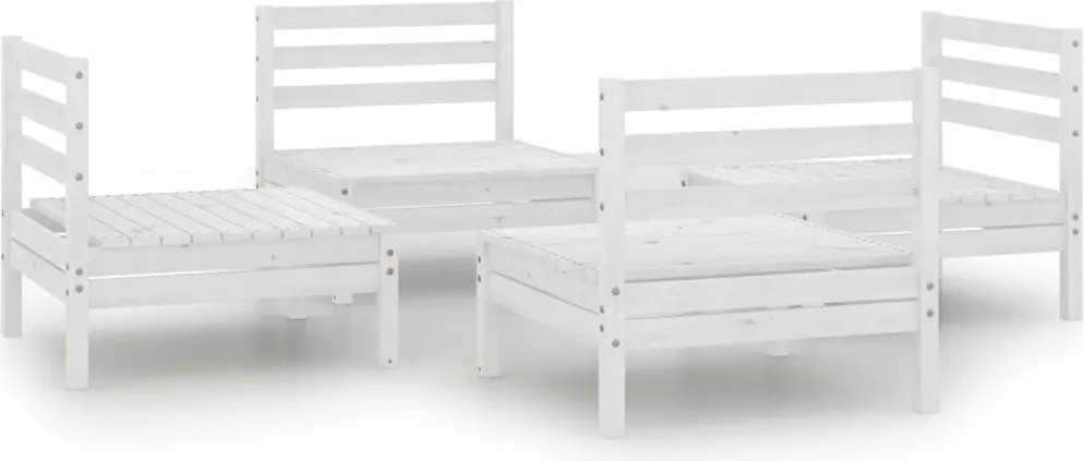 vidaXL 4 részes fehér tömör fenyőfa kerti ülőgarnitúra