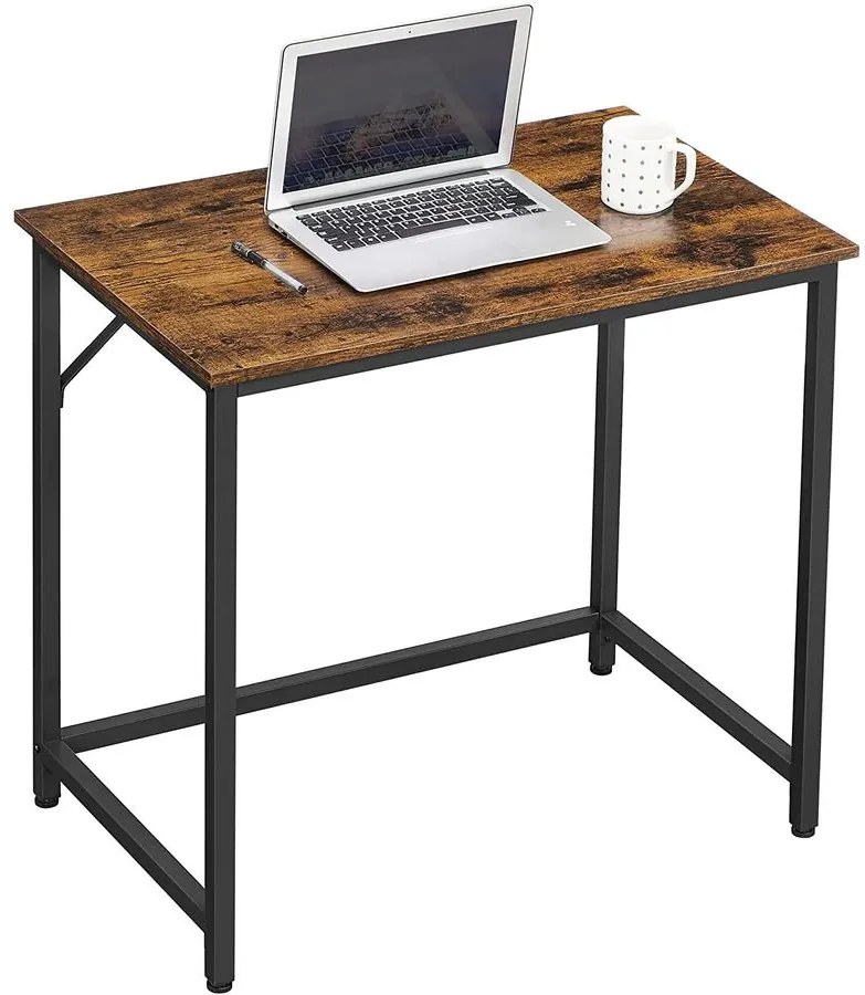 Keskeny irodai asztal, íróasztal, rusztikus barna-fekete 80x50 cm