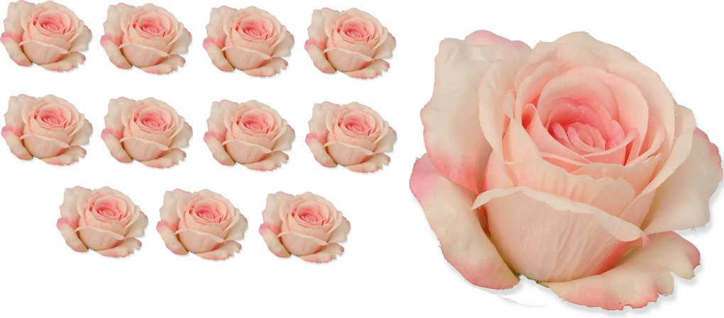 12x Művirág Rózsa Termék Lq Rózsaszín Fej Nádakhoz És Kompozíciókhoz