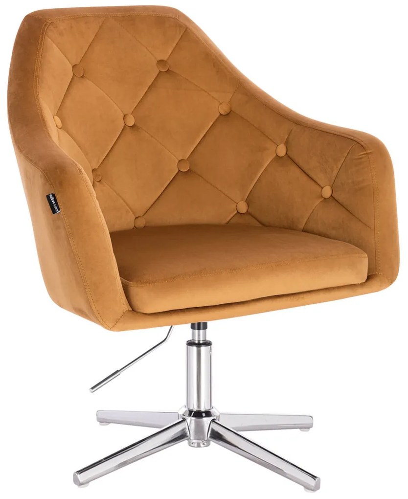 HR831CROSS Mézbarna modern velúr szék krómozott lábbal