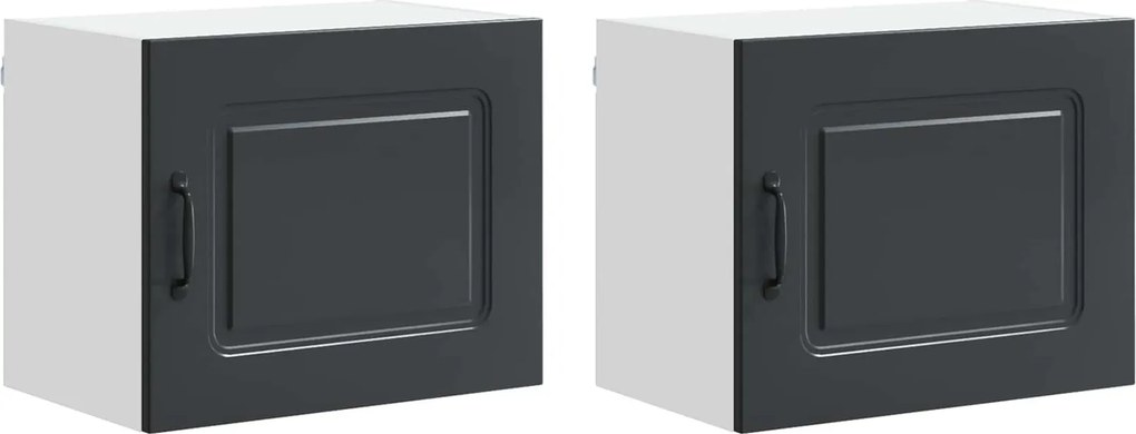 vidaXL Konyhaszekrény Kalmar 2 pcs Fekete 50 x 31 x 40 cm Faanyag