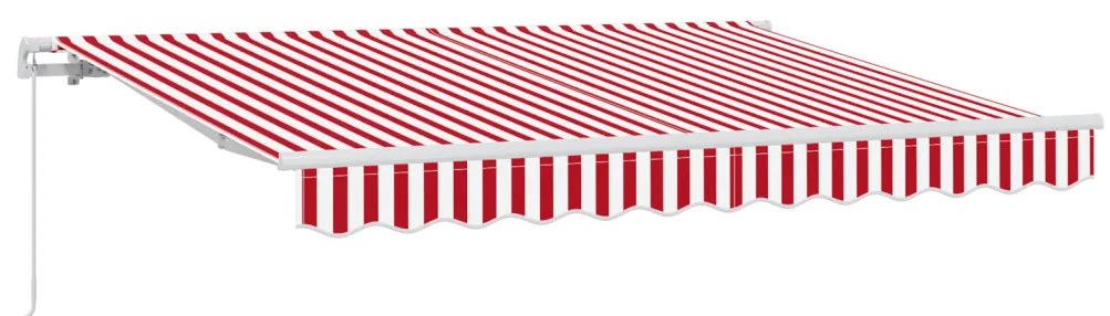 Kézi Behúzható Napernyő Piros és Fehér 350x200 cm