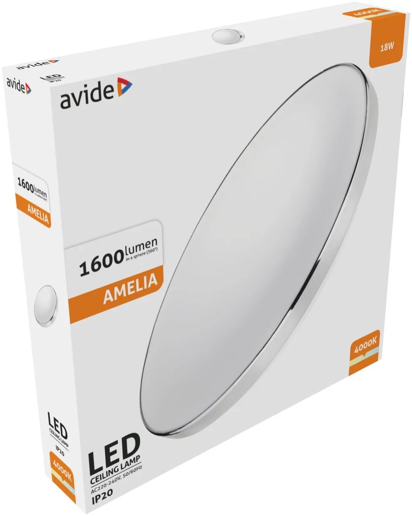 Avide LED Mennyezeti Lámpa Amelia Króm 18W 355*65mm NW 4000K