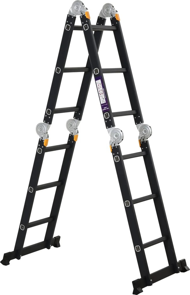 DURHAND Többfunkciós Összecsukható Létra Lépcső Kereszt 5 az 1-ben Hordozható 2 Platform Lappal Csúszásgátló Talppal Alumínium Zsanérokkal 150 kg 370x