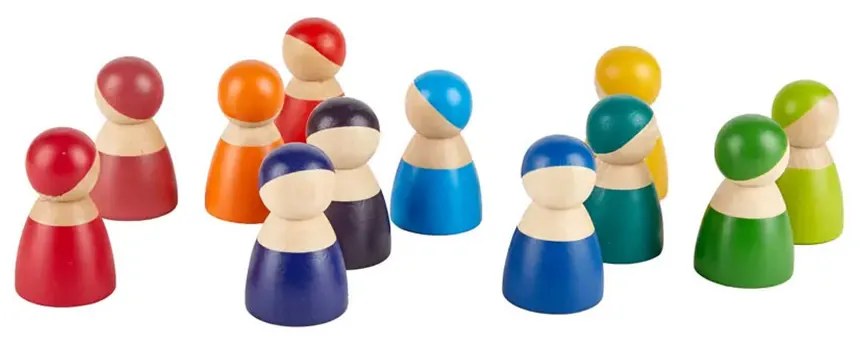 12 barát színes Montessori fafigura