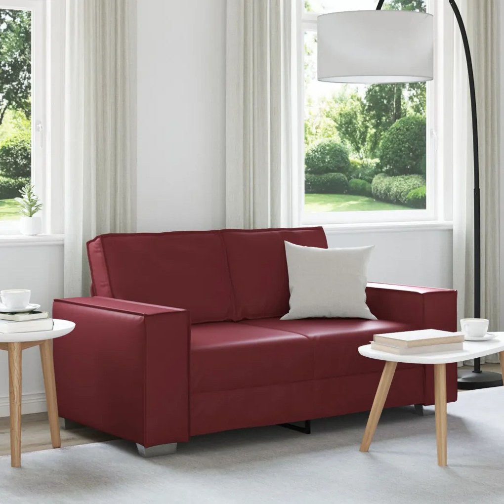 160 cm-es loveseat párnával bordó Műbőr