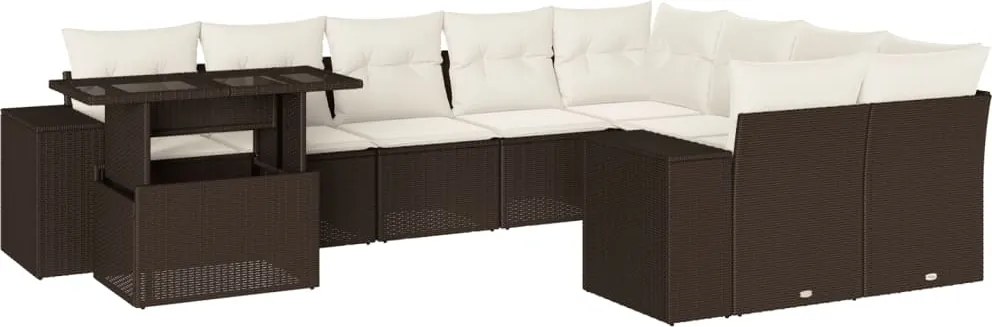 vidaXL 10 részes barna polyrattan kerti ülőgarnitúra párnákkal