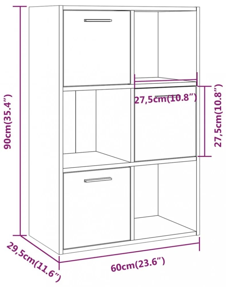füstös tölgy színű tárolószekrény 60 x 29,5 x 90 cm