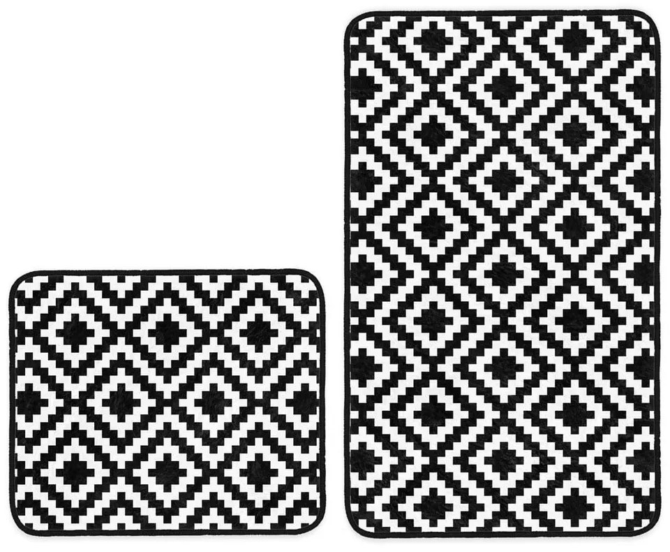 Fehér-fekete fürdőszobai kilépő szett 2 db-os 60x100 cm – Mila Home