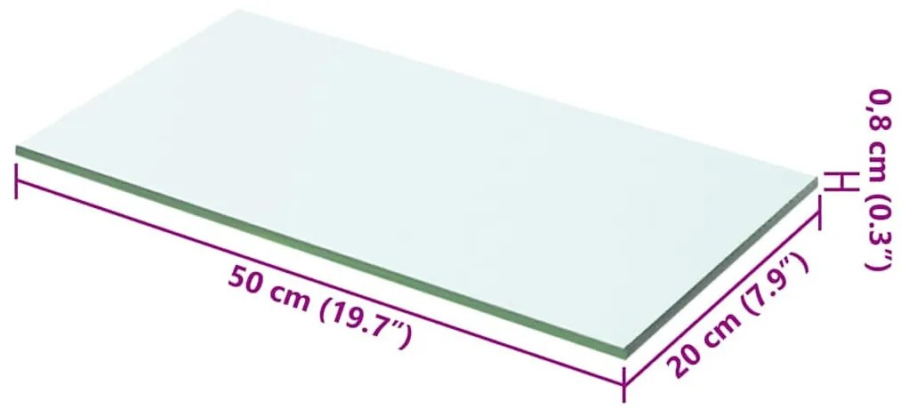 Átlátszó üvegpolc 50x20 cm