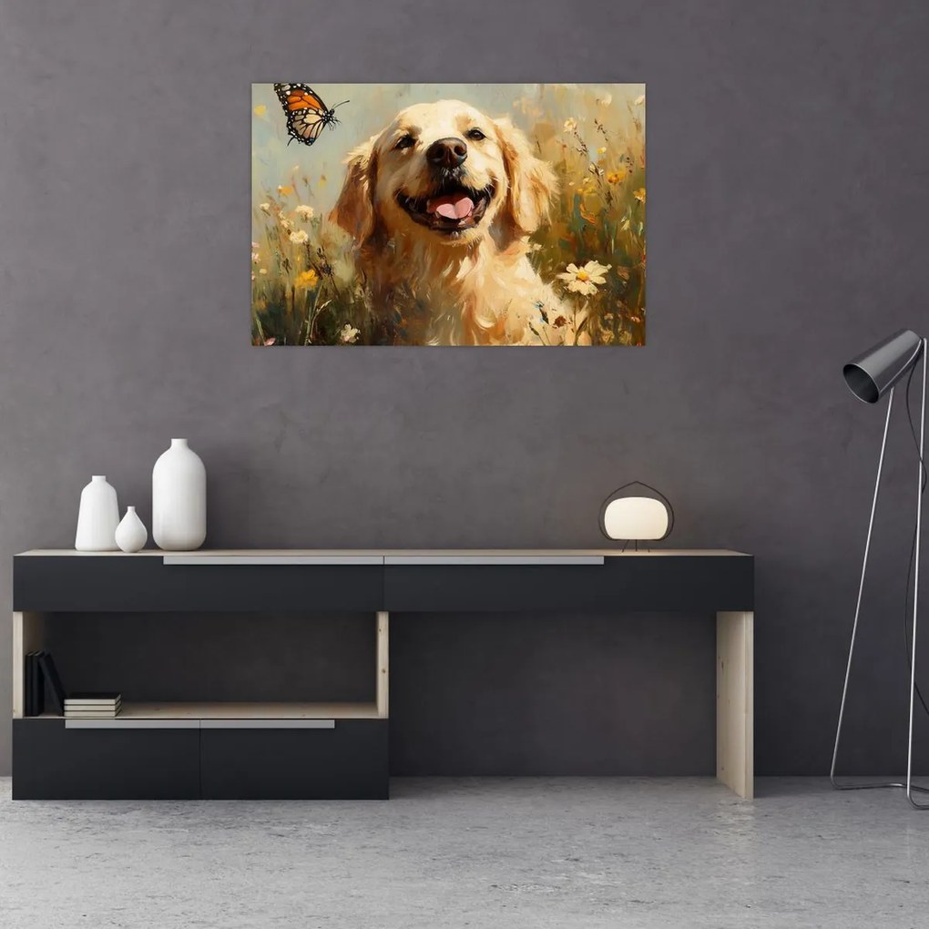 Kép - Boldog kutyus (90x60 cm)