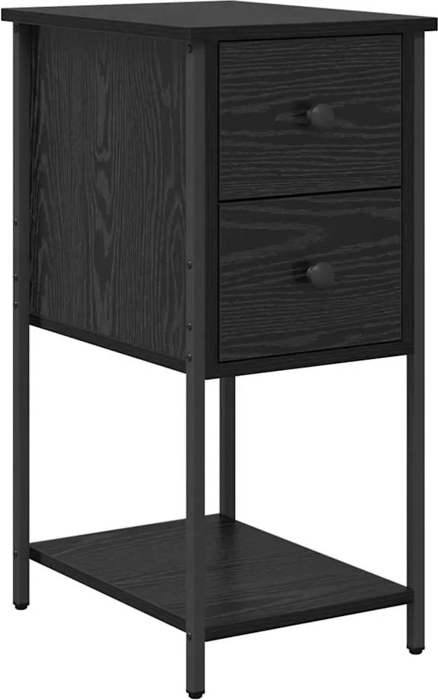 vidaXL Éjjeliszekrény fiókkal Musta tammi 32 x 42 x 70 cm Faanyag