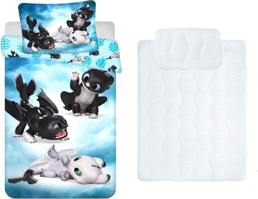 Így neveld a sárkányodat gyerek, ovis ágyneműhuzat és paplan/párna szett 100x135 cm 40x60 cm (babies)