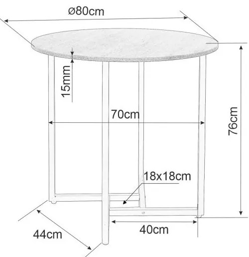 Kerek étkezőasztal ALTO II 80 cm, rusztikus barna dekoráció