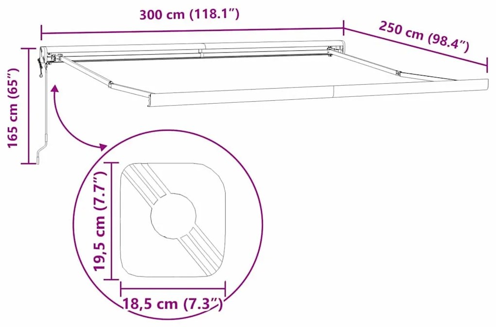 Napernyő Fehér 3 x 2,5 m Fém