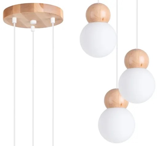 Sollux SL.1391 - Csillár zsinóron PEKKA 3xG9/8W/230V fehér