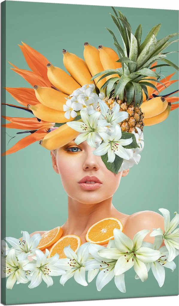 Vászonkép Virágos korona Gyönyörű nő 70x120 cm