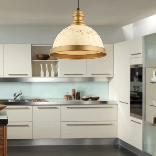 Zsinóros függeszték MONZA 1xE27/40W/230V, átm. 29 cm, krémszínű/bronzszínű