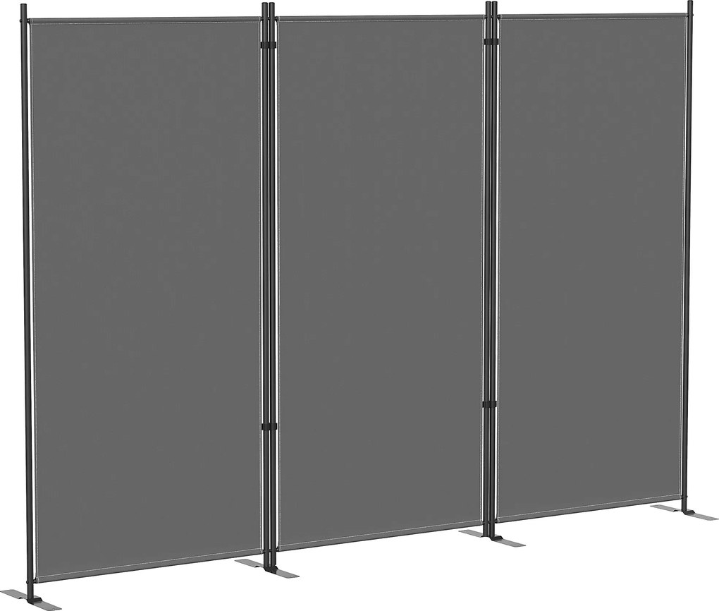 Outsunny 3 részes összecsukható paraván, 260 x 180 cm, fémszerkezet, UPF 30+, beltéri/kültéri — sötétszürke | Aosom