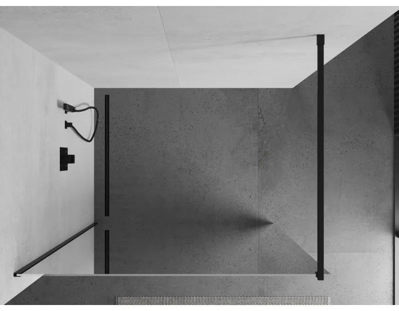 Mexen Kioto zuhanyparaván 70x200 cm 8 mm, fekete profil, üveg tükör hatású, 800-070-101-70-50