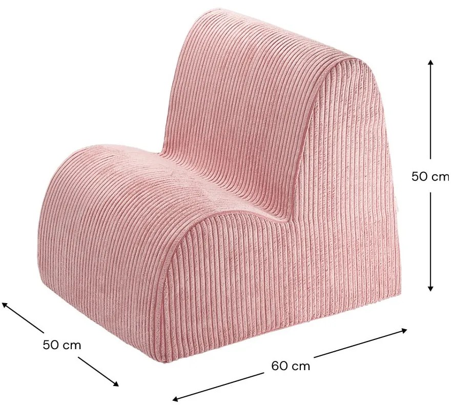 Rózsaszín kordbársony gyerek fotel Cloud – Wigiwama