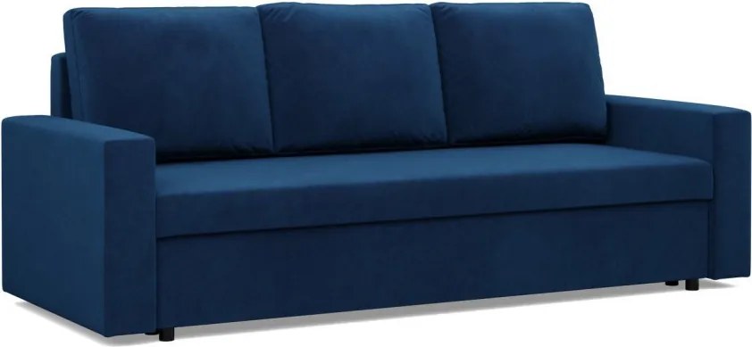 Zeus kanapéágy, bársony, hab töltet, egyenes kartámasz, kék