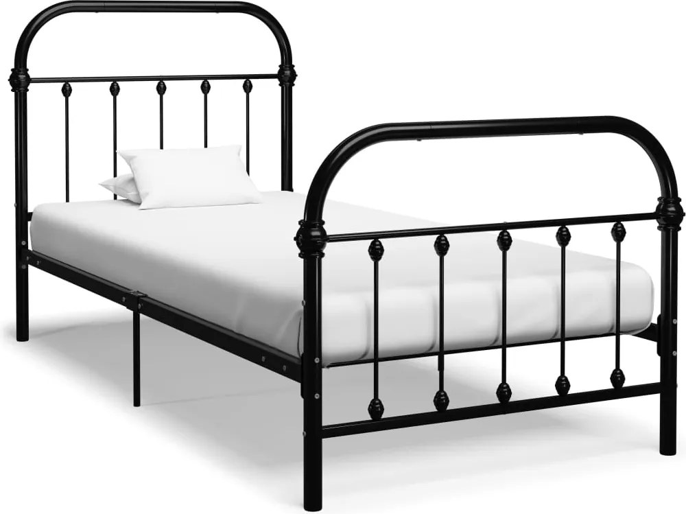 vidaXL fekete fém ágykeret 100 x 200 cm