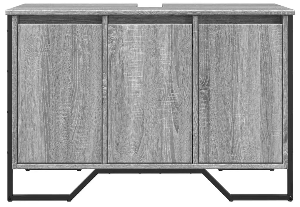 szürke sonoma szerelt fa fürdőszobai mosdószekrény 91x35x60 cm