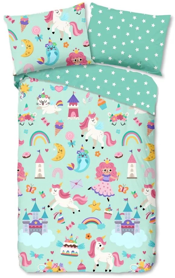 Mentazöld egyszemélyes pamut gyerek ágyneműhuzat 140x200 cm Fantastic – Good Morning