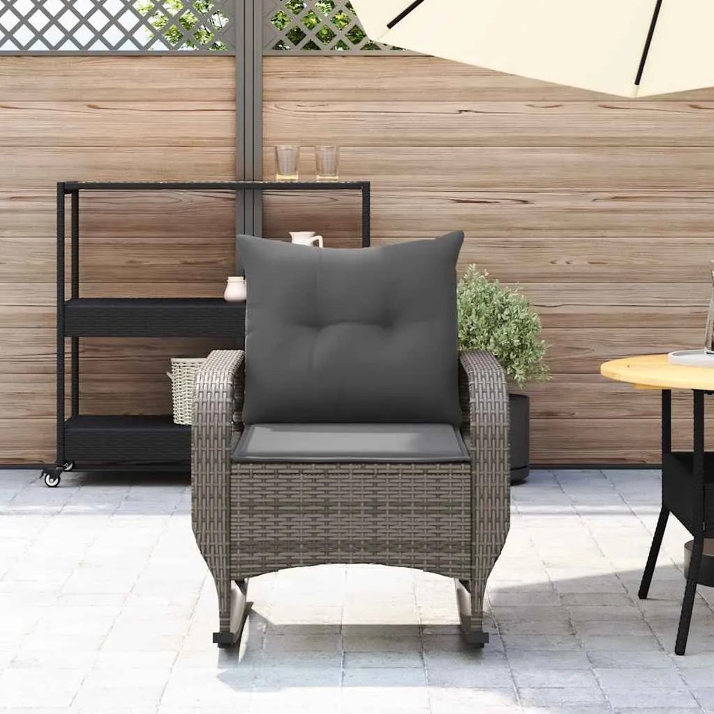 szürke polyrattan kerti hintaszék párnával